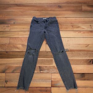MADEWELL 9"‎ High-Rise Skinny Black Zip Fly Raw Hem Jeans Size 28